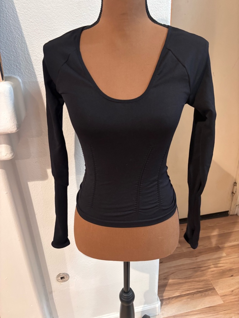 FP Movement by Free People Black Long-Sleeve Scoop Neck Top XS/S.